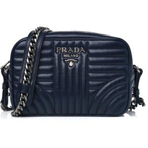 Prada Diagramme Soft Calfskin Baltico Navy Blue Crossbody Bag EUC